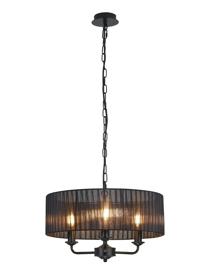 DK1027  Banyan 45cm 3 Light Pendant Matt Black, Black